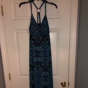Blue patterned maxi dress